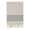 Bello Turkish Beach Towel Nine Stripes Linen Dark Grey Peshtemal, 39 x 66.9 Inch