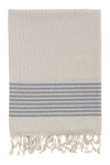 Bello Turkish Beach Towel Nine Stripes Linen Dark Grey Peshtemal, 39 x 66.9 Inch