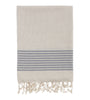 Bello Turkish Beach Towel Nine Stripes Linen Dark Grey Peshtemal, 39 x 66.9 Inch