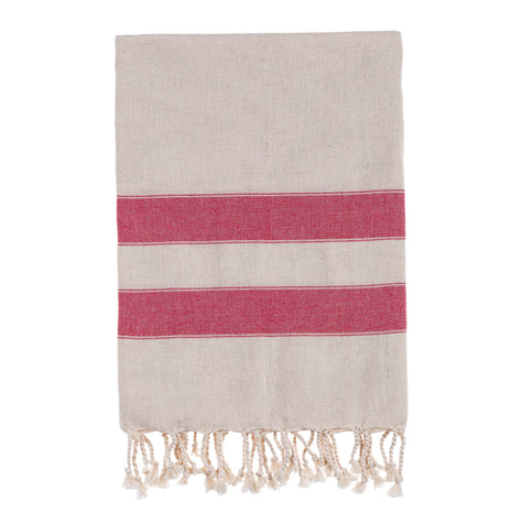 Bello Turkish Beach Towel, Soft Linen Red, Handwoven Peshtemal, 39 x 66.9 Inches