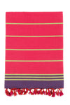 Bello Turkish Beach Towel, Cocoon Red & Green, Handwoven Peshtemal, 39 x 66.9 In