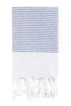 Bello Turkish Beach Towel, Blue Millefeuille, Handwoven Peshtemal, 15.75 x 37 In.