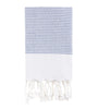 Bello Turkish Beach Towel, Blue Millefeuille, Handwoven Peshtemal, 15.75 x 37 In.