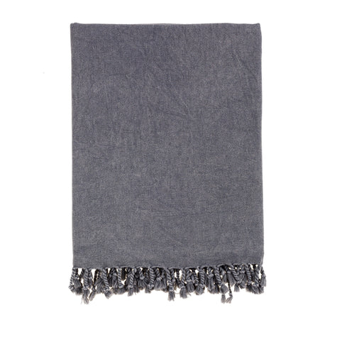 Bello Turkish Towel, Anthracite Stonewashed, Handwoven Peshtemal, 39 x 66.9 In