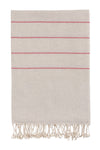 Bello Turkish Beach Towel Izmir Linen Red, Handwoven Peshtemal, 39 x 66.9 Inches