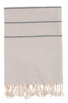 Bello Turkish Beach Towel Izmir Linen Khaki, Handwoven Peshtemal, 39 x 66.9 In.