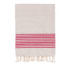 Bello Turkish Towel Nine Stripes Linen Red Handwoven Peshtemal, 39 x 66.9 Inches