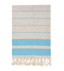 Bello Turkish Beach Towel Odel Linen Turquoise Handwoven Peshtemal, 39 x 66.9 In