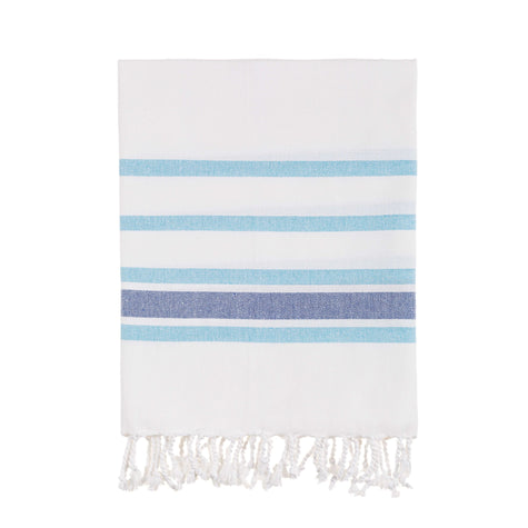 Bello Turkish Beach Towel, Turquoise Sea, Handwoven Peshtemal, 39 x 66.9 Inches