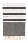 Bello Turkish Beach Towel Izmir Hellenic Black Handwoven Peshtemal, 39 x 66.9 In