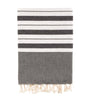 Bello Turkish Beach Towel Izmir Hellenic Black Handwoven Peshtemal, 39 x 66.9 In