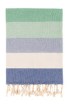 Bello Turkish Beach Towel Rainbow Blue & Green Handwoven Peshtemal, 39 x 66.9 In