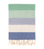 Bello Turkish Beach Towel Rainbow Blue & Green Handwoven Peshtemal, 39 x 66.9 In